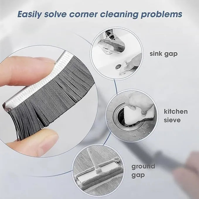 2pcs Gap Cleaning Brush Set - Durable Grout & Corner Scrubber with Long Handle for Tile, Bathroom, Kitchen & Window Tracks