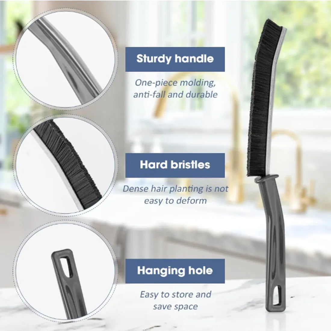 2pcs Gap Cleaning Brush Set - Durable Grout & Corner Scrubber with Long Handle for Tile, Bathroom, Kitchen & Window Tracks