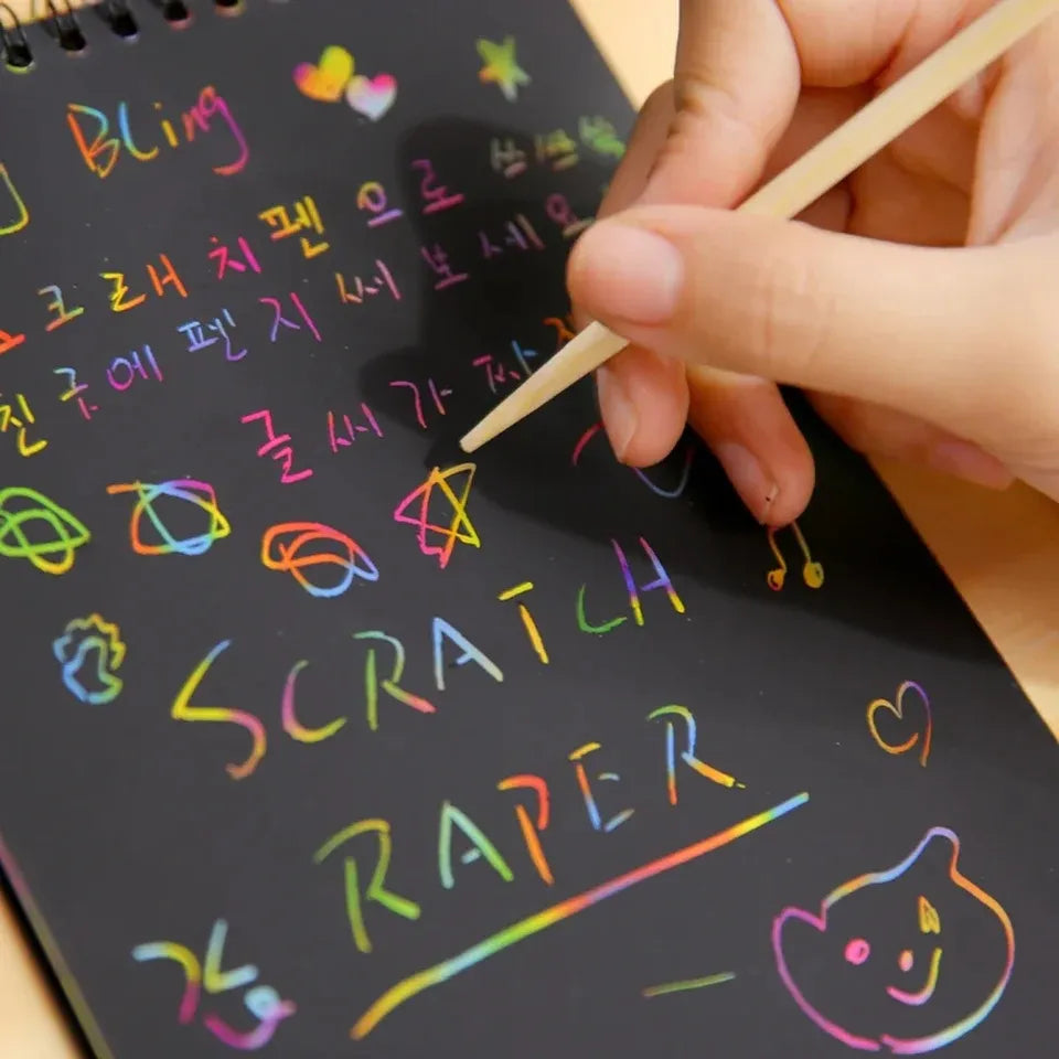 Magic Color Rainbow Scratch Paper Notebook - 10 Sheets - Kids DIY Crafting Toy