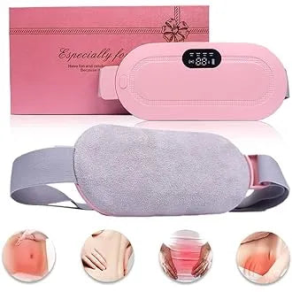Period Pain Cramp Relief Belt – Portable Menstrual Heating Pad with Massager, 3 Heat Levels & 4 Modes