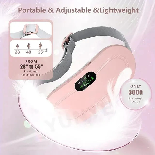 Period Pain Cramp Relief Belt – Portable Menstrual Heating Pad with Massager, 3 Heat Levels & 4 Modes