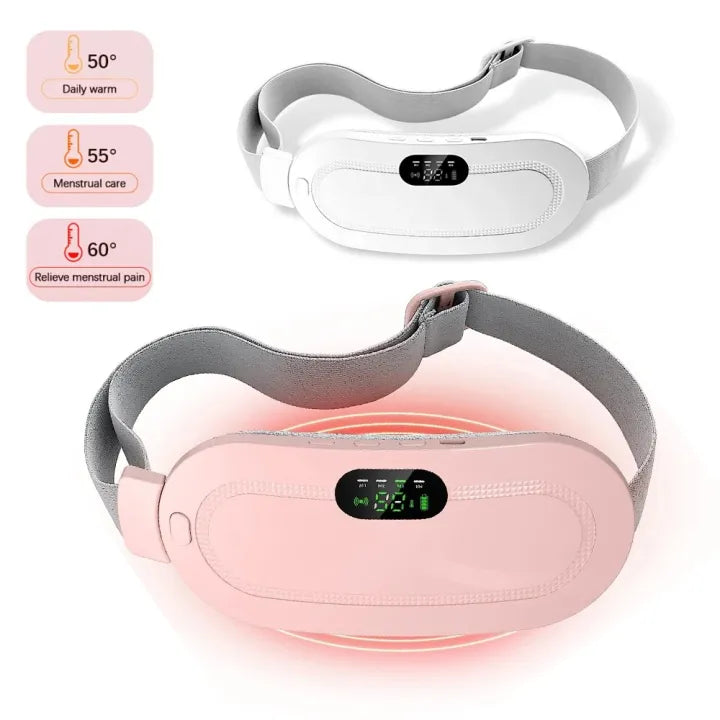 Period Pain Cramp Relief Belt – Portable Menstrual Heating Pad with Massager, 3 Heat Levels & 4 Modes