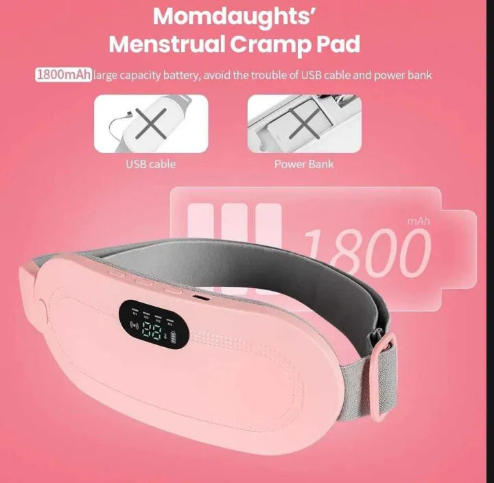 Period Pain Cramp Relief Belt – Portable Menstrual Heating Pad with Massager, 3 Heat Levels & 4 Modes