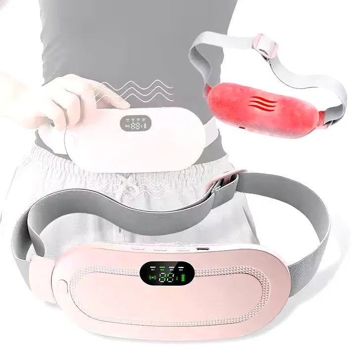 Period Pain Cramp Relief Belt – Portable Menstrual Heating Pad with Massager, 3 Heat Levels & 4 Modes