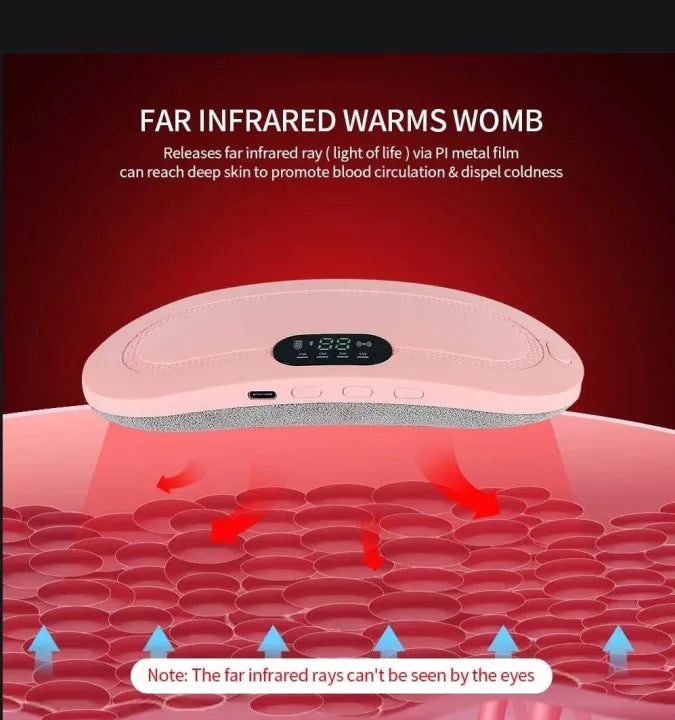 Period Pain Cramp Relief Belt – Portable Menstrual Heating Pad with Massager, 3 Heat Levels & 4 Modes