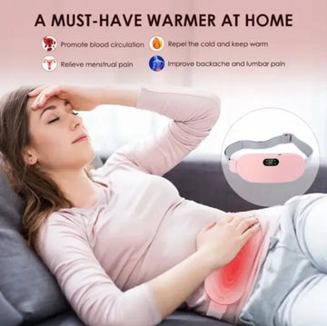 Period Pain Cramp Relief Belt – Portable Menstrual Heating Pad with Massager, 3 Heat Levels & 4 Modes