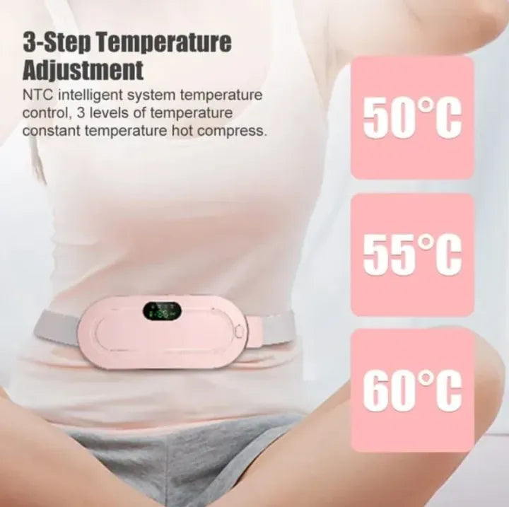 Period Pain Cramp Relief Belt – Portable Menstrual Heating Pad with Massager, 3 Heat Levels & 4 Modes