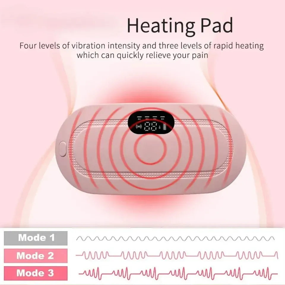 Period Pain Cramp Relief Belt – Portable Menstrual Heating Pad with Massager, 3 Heat Levels & 4 Modes