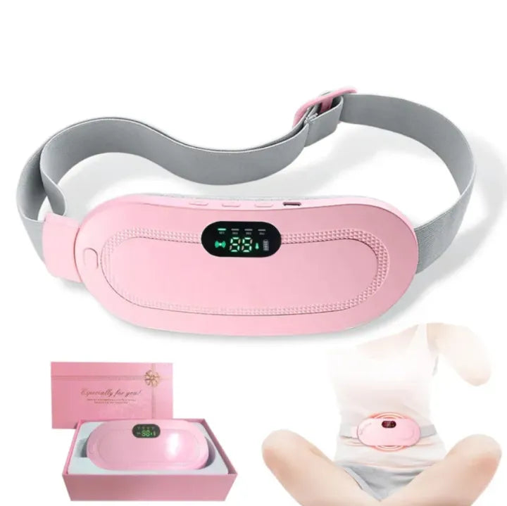 Period Pain Cramp Relief Belt – Portable Menstrual Heating Pad with Massager, 3 Heat Levels & 4 Modes