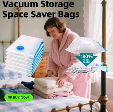 Space Saver Vacuum Storage Bags (5 Pack) with Hand Pump | Clothes & Bedding Organizer