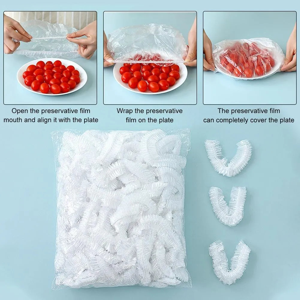 25/50/100 Pcs Elastic Cling Film Covers – Reusable Food-Grade Stretch Wraps for Bowls, Plates, Fruits & Vegetables