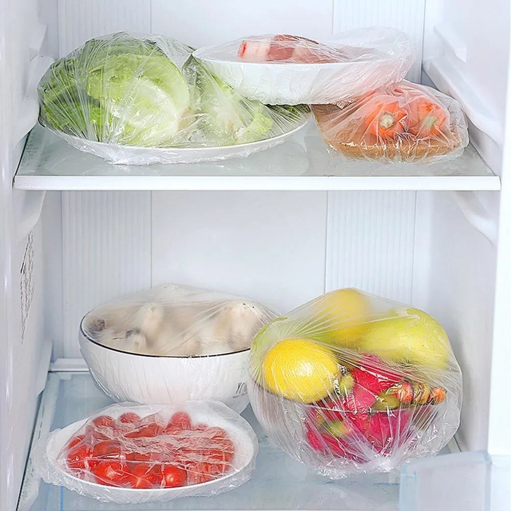 25/50/100 Pcs Elastic Cling Film Covers – Reusable Food-Grade Stretch Wraps for Bowls, Plates, Fruits & Vegetables
