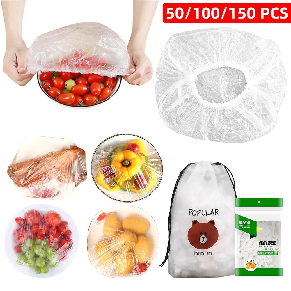 25/50/100 Pcs Elastic Cling Film Covers – Reusable Food-Grade Stretch Wraps for Bowls, Plates, Fruits & Vegetables
