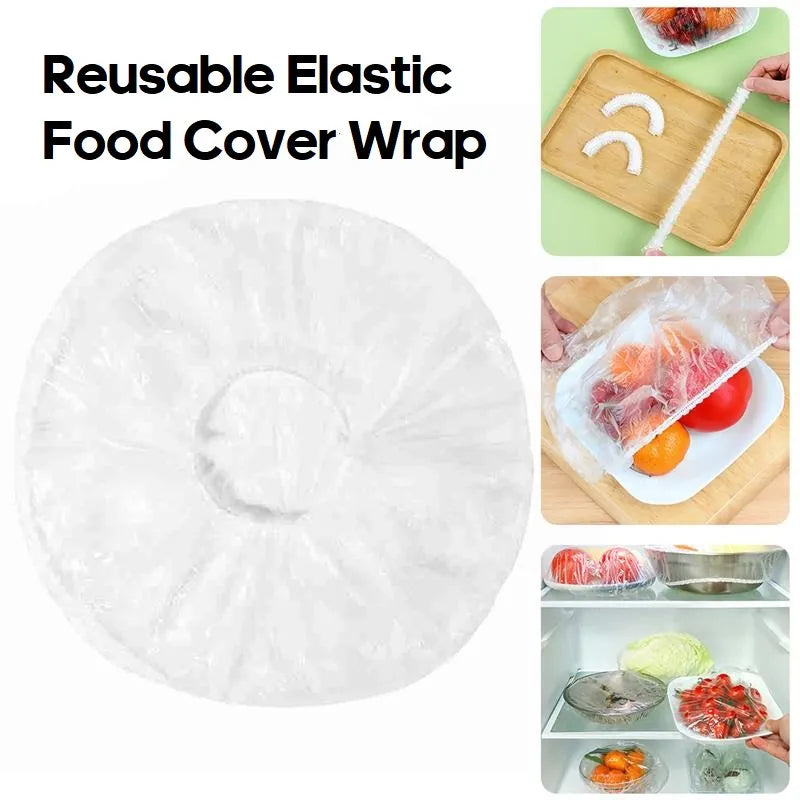 25/50/100 Pcs Elastic Cling Film Covers – Reusable Food-Grade Stretch Wraps for Bowls, Plates, Fruits & Vegetables