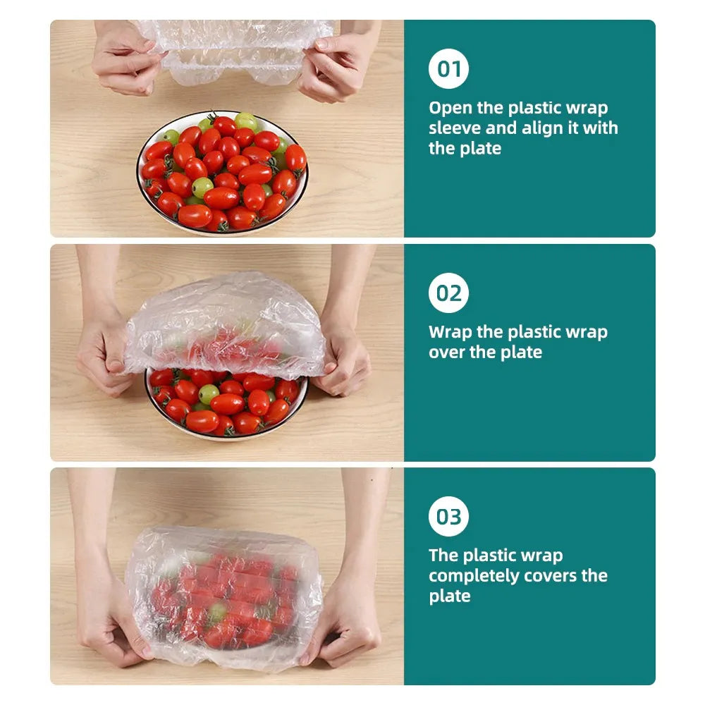 25/50/100 Pcs Elastic Cling Film Covers – Reusable Food-Grade Stretch Wraps for Bowls, Plates, Fruits & Vegetables