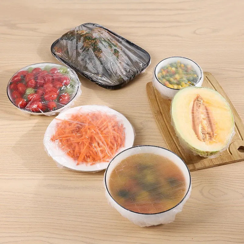 25/50/100 Pcs Elastic Cling Film Covers – Reusable Food-Grade Stretch Wraps for Bowls, Plates, Fruits & Vegetables