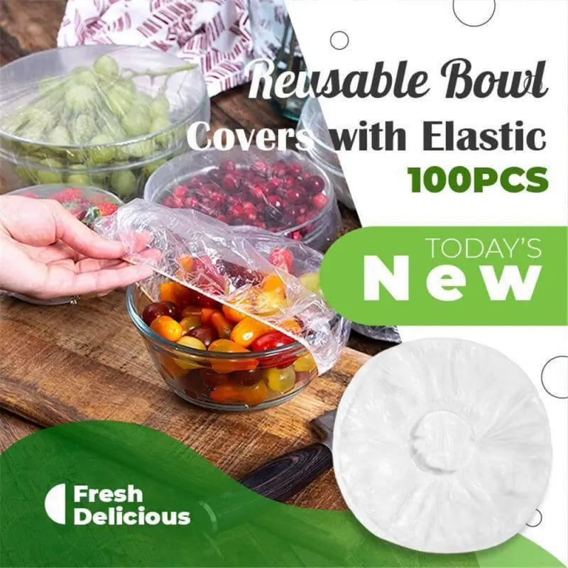 25/50/100 Pcs Elastic Cling Film Covers – Reusable Food-Grade Stretch Wraps for Bowls, Plates, Fruits & Vegetables