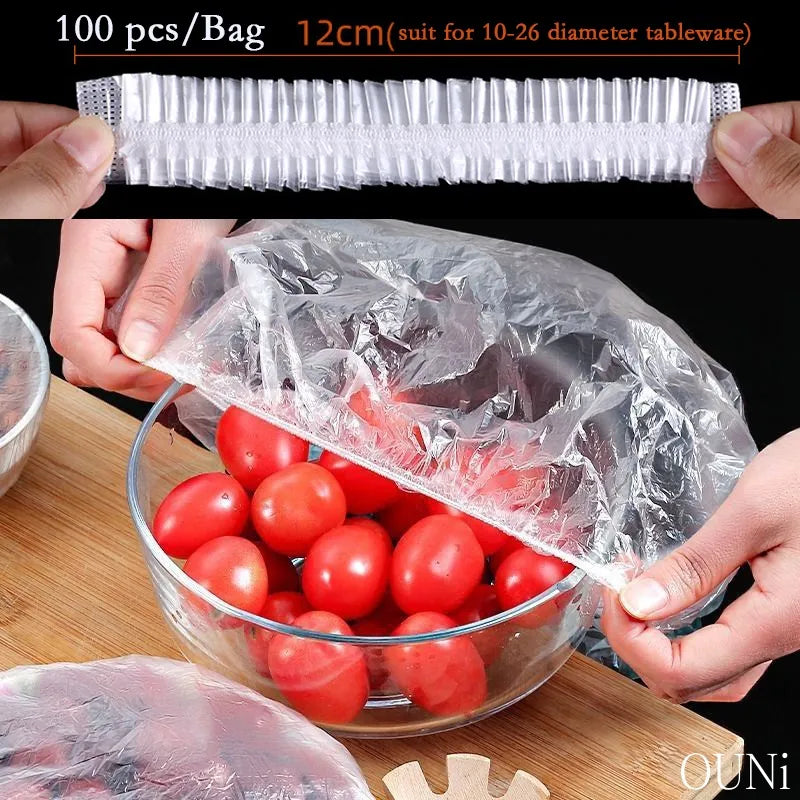 25/50/100 Pcs Elastic Cling Film Covers – Reusable Food-Grade Stretch Wraps for Bowls, Plates, Fruits & Vegetables