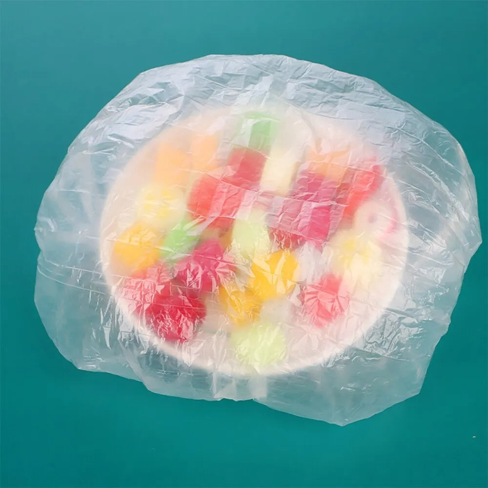 25/50/100 Pcs Elastic Cling Film Covers – Reusable Food-Grade Stretch Wraps for Bowls, Plates, Fruits & Vegetables