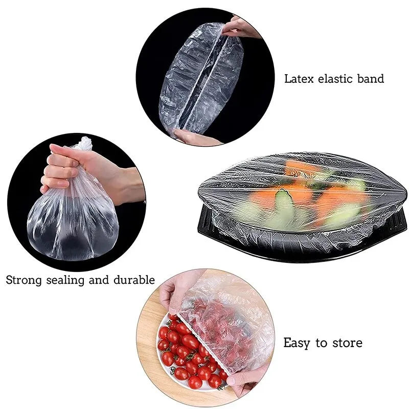 25/50/100 Pcs Elastic Cling Film Covers – Reusable Food-Grade Stretch Wraps for Bowls, Plates, Fruits & Vegetables