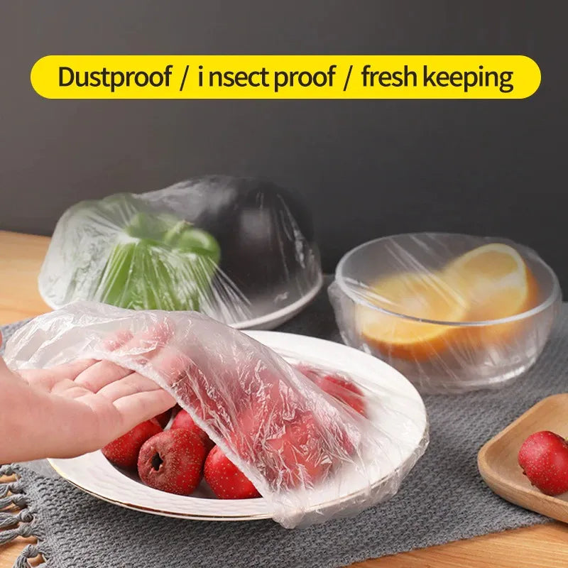 25/50/100 Pcs Elastic Cling Film Covers – Reusable Food-Grade Stretch Wraps for Bowls, Plates, Fruits & Vegetables