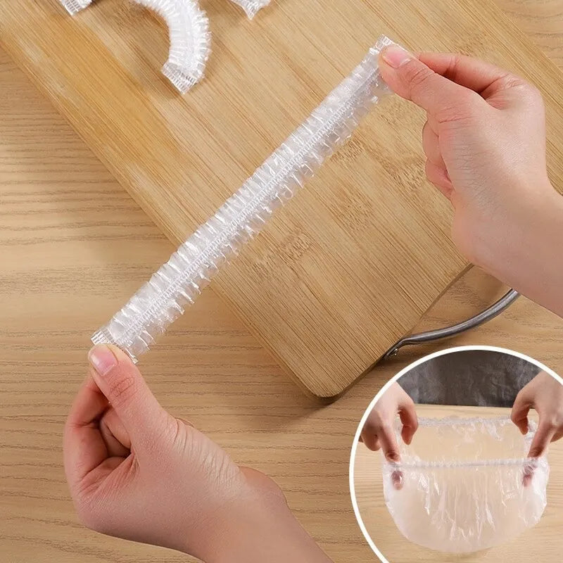 25/50/100 Pcs Elastic Cling Film Covers – Reusable Food-Grade Stretch Wraps for Bowls, Plates, Fruits & Vegetables
