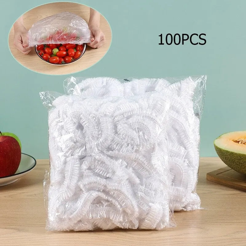 25/50/100 Pcs Elastic Cling Film Covers – Reusable Food-Grade Stretch Wraps for Bowls, Plates, Fruits & Vegetables