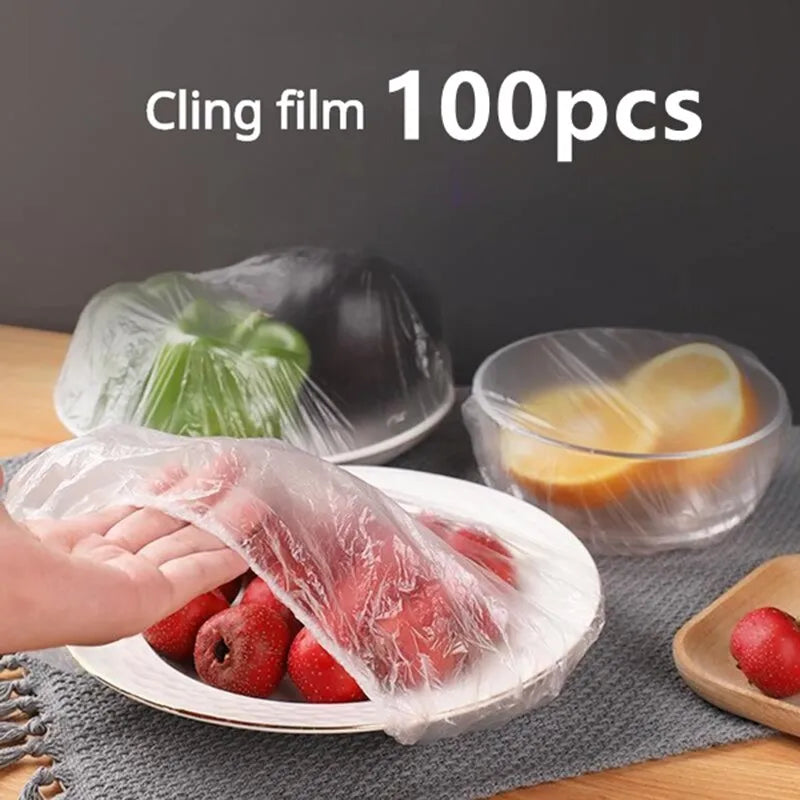 25/50/100 Pcs Elastic Cling Film Covers – Reusable Food-Grade Stretch Wraps for Bowls, Plates, Fruits & Vegetables