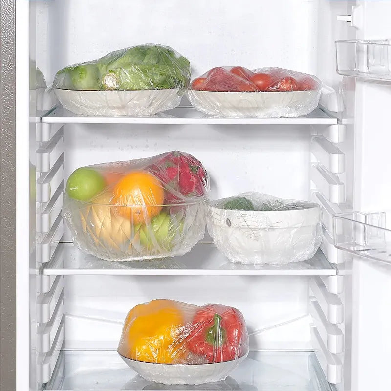 25/50/100 Pcs Elastic Cling Film Covers – Reusable Food-Grade Stretch Wraps for Bowls, Plates, Fruits & Vegetables
