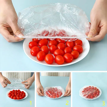 25/50/100 Pcs Elastic Cling Film Covers – Reusable Food-Grade Stretch Wraps for Bowls, Plates, Fruits & Vegetables