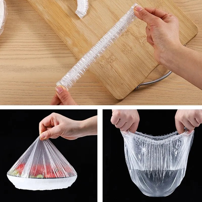 25/50/100 Pcs Elastic Cling Film Covers – Reusable Food-Grade Stretch Wraps for Bowls, Plates, Fruits & Vegetables