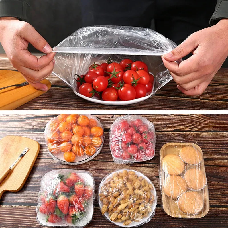 25/50/100 Pcs Elastic Cling Film Covers – Reusable Food-Grade Stretch Wraps for Bowls, Plates, Fruits & Vegetables