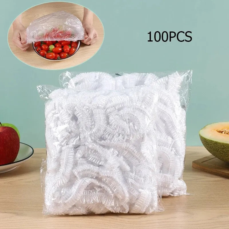 25/50/100 Pcs Elastic Cling Film Covers – Reusable Food-Grade Stretch Wraps for Bowls, Plates, Fruits & Vegetables