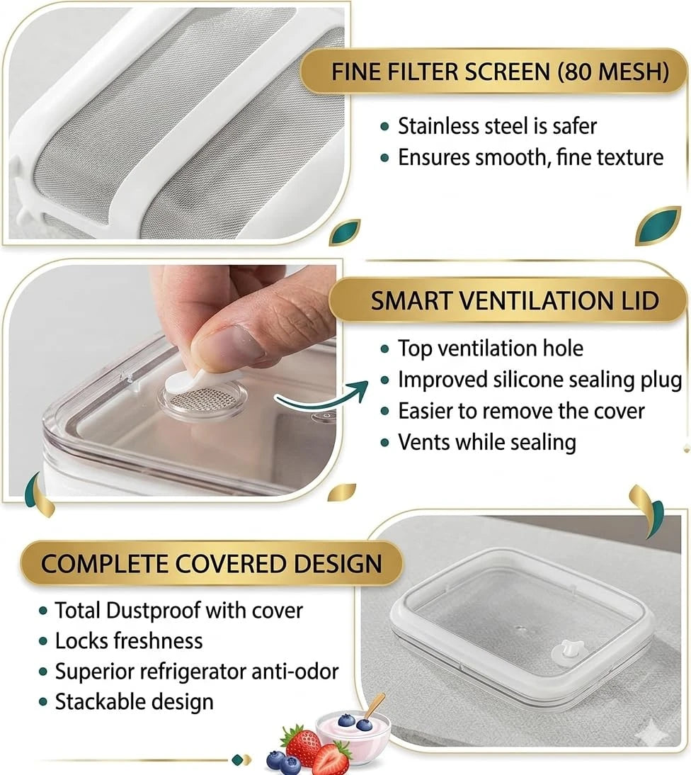 1100ml Greek Yogurt Strainer & Multi-Purpose Fine Mesh Filter