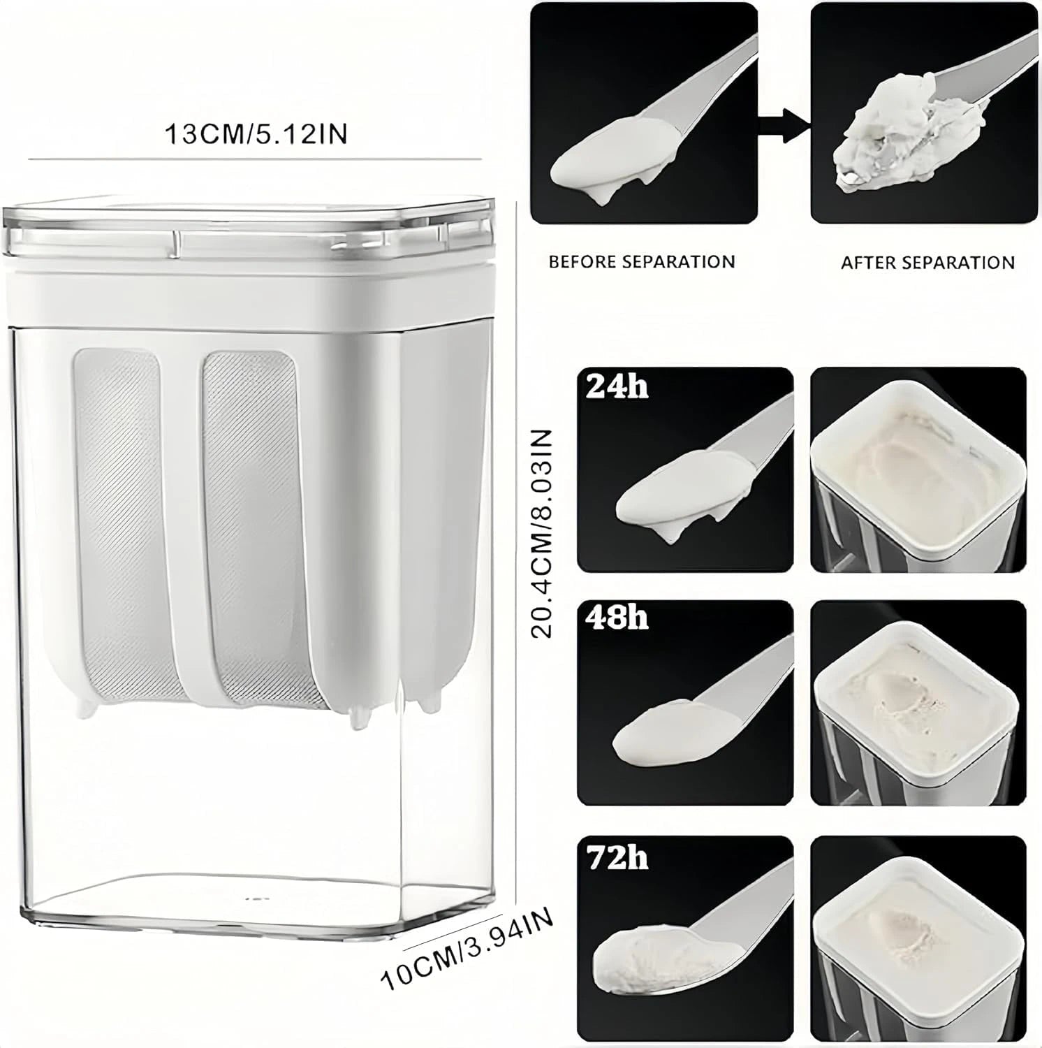 1100ml Greek Yogurt Strainer & Multi-Purpose Fine Mesh Filter
