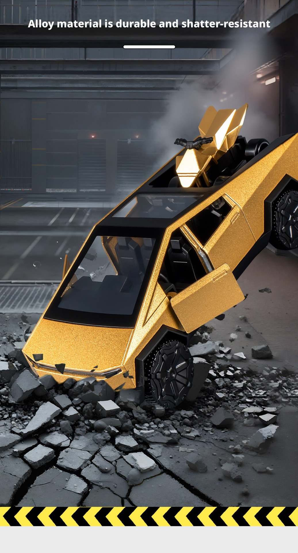 2-in-1 Tesla Cybertruck Diecast Metal Toy Car with Mini Quad Bike ATV – 1:32 Scale Alloy Pull Back Pickup Truck, Openable Doors & Tailgate, Collectible Model for Kids & Adults
