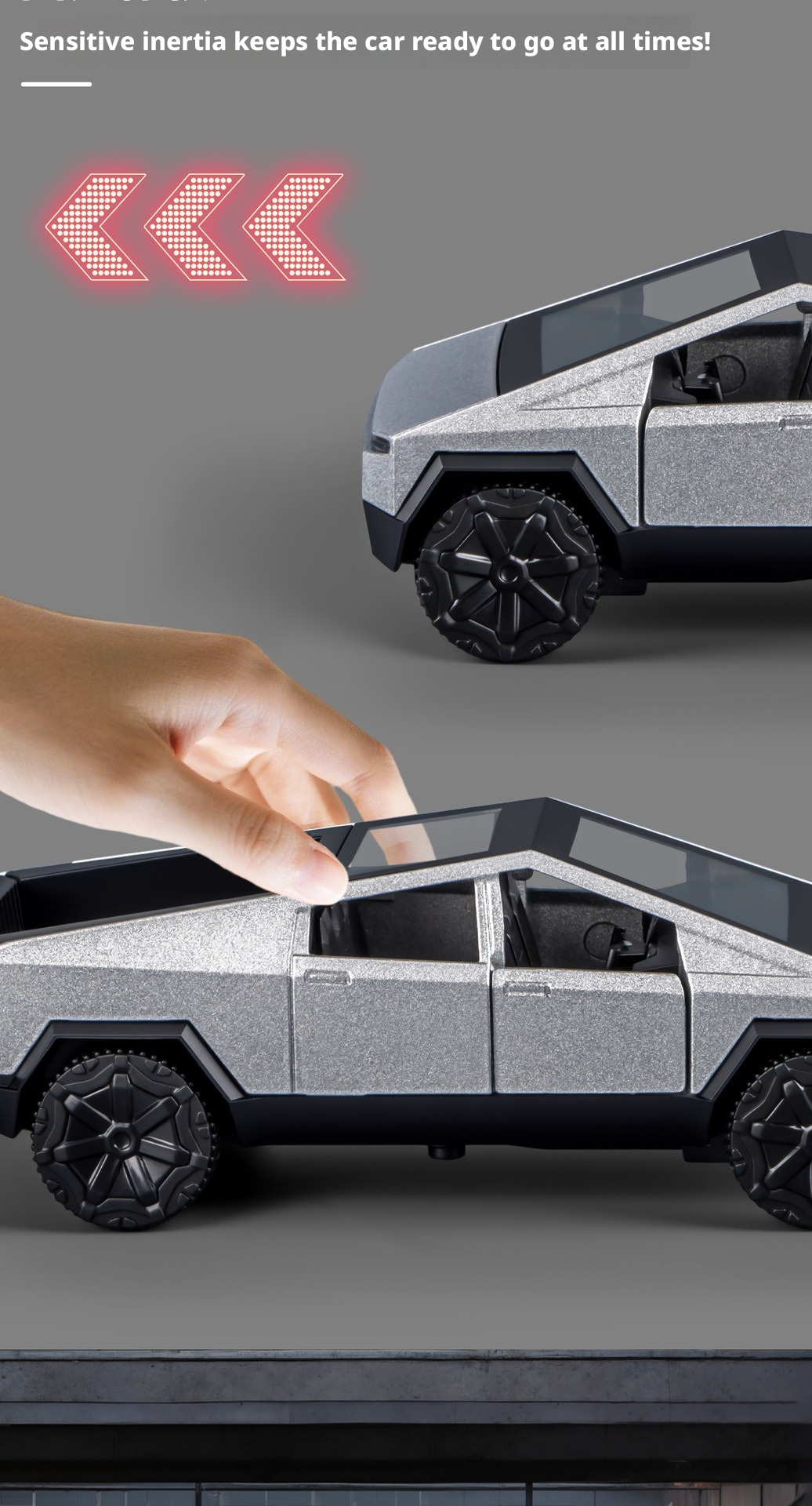 2-in-1 Tesla Cybertruck Diecast Metal Toy Car with Mini Quad Bike ATV – 1:32 Scale Alloy Pull Back Pickup Truck, Openable Doors & Tailgate, Collectible Model for Kids & Adults
