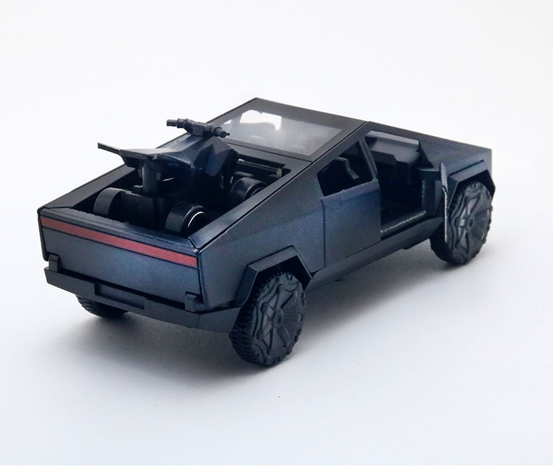 2-in-1 Tesla Cybertruck Diecast Metal Toy Car with Mini Quad Bike ATV – 1:32 Scale Alloy Pull Back Pickup Truck, Openable Doors & Tailgate, Collectible Model for Kids & Adults