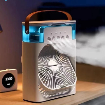 3-in-1 Portable Mini Air Cooler Fan with Humidifier & LED Night Light, USB Powered Personal Air Conditioner, Mist Spray Cooling Fan for Home, Office & Bedroom  Stay Cool Anywhere with the 3-in-1 Portable Air Cooler Fan