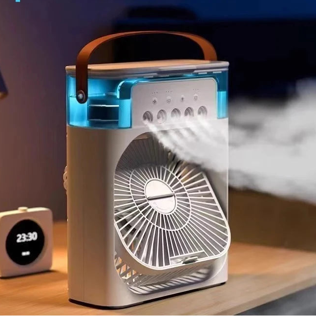 3-in-1 Portable Mini Air Cooler Fan with Humidifier & LED Night Light, USB Powered Personal Air Conditioner, Mist Spray Cooling Fan for Home, Office & Bedroom  Stay Cool Anywhere with the 3-in-1 Portable Air Cooler Fan