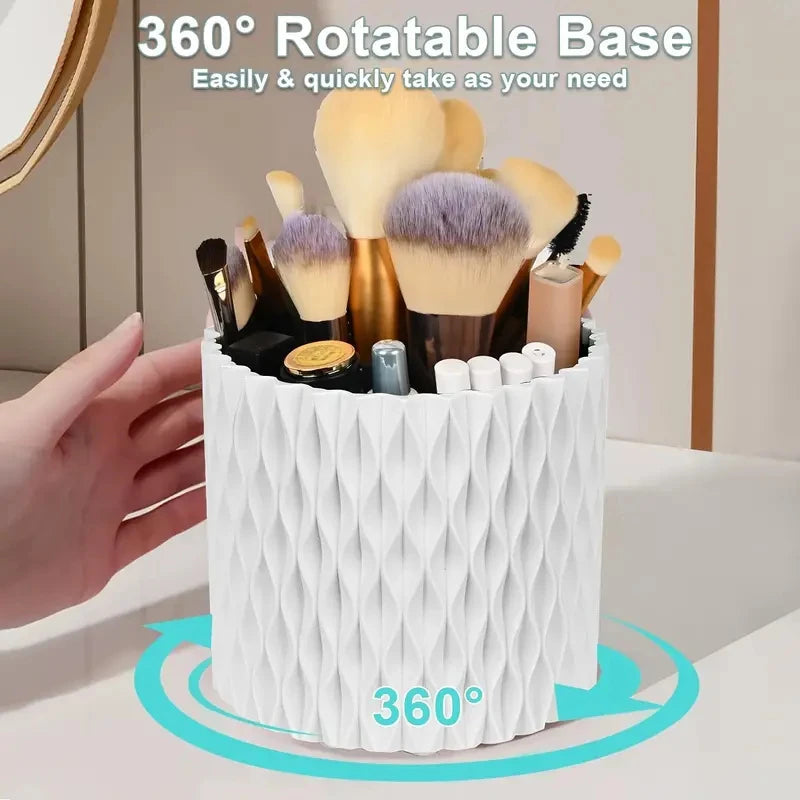 360° Rotating Makeup Organizer – Desktop Cosmetic & Makeup Brush Storage Box