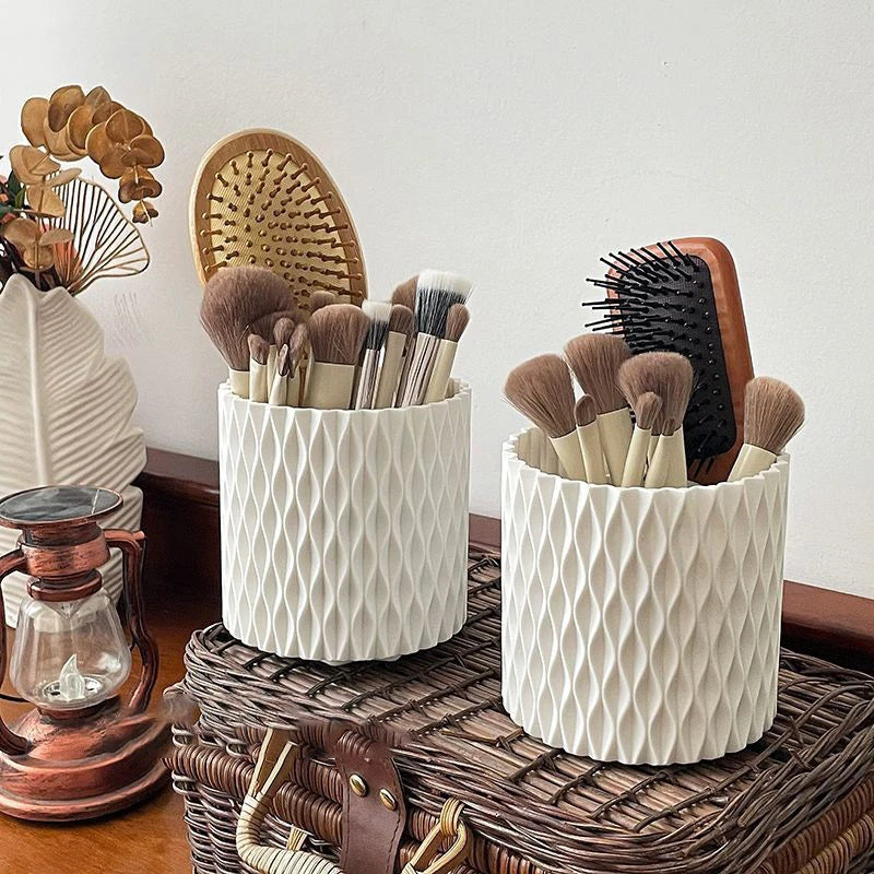360° Rotating Makeup Organizer – Desktop Cosmetic & Makeup Brush Storage Box