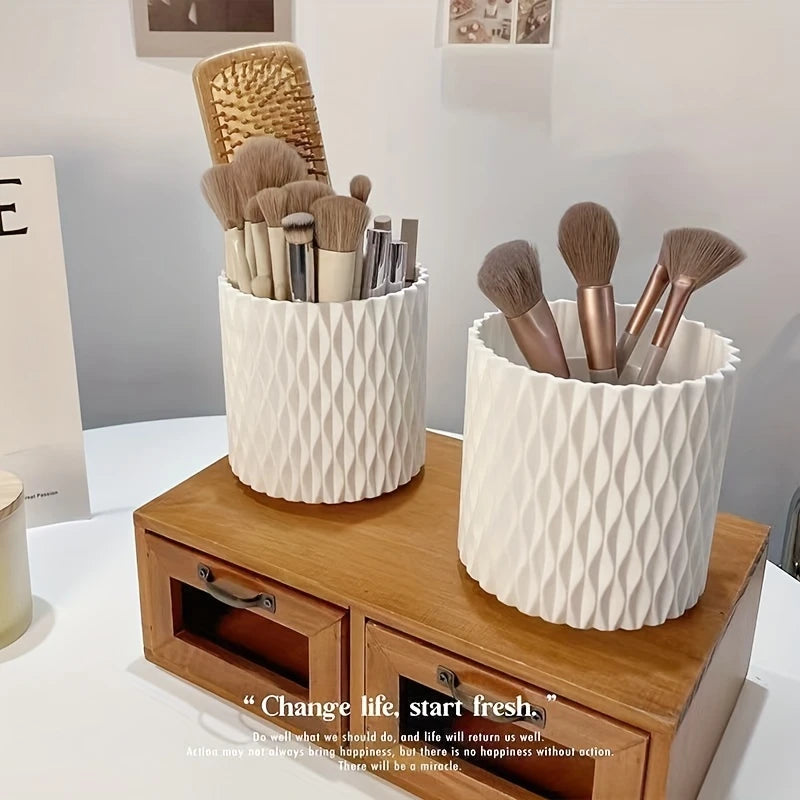 360° Rotating Makeup Organizer – Desktop Cosmetic & Makeup Brush Storage Box
