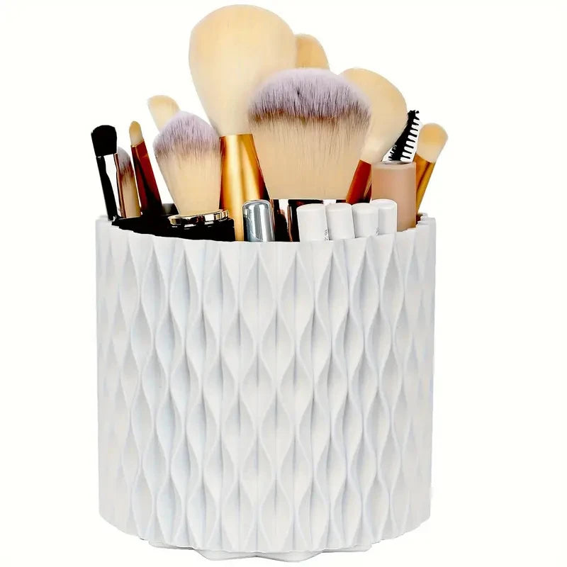 360° Rotating Makeup Organizer – Desktop Cosmetic & Makeup Brush Storage Box