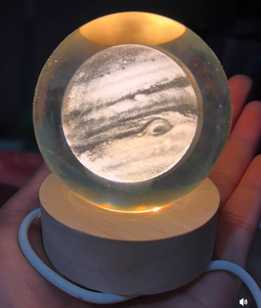 3D Laser Engraved Crystal Ball LED Night Light – With Wooden Base | USB Powered Gift & Home Décor
