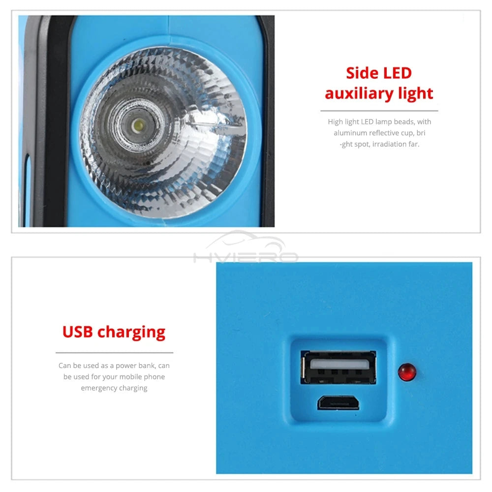 3 In 1 Rechargeable LED Work Light Torch – Solar Emergency Flashlight, COB Camping Lamp & Portable Spotlight for Outdoor, Workshop, Car & Home Use Powerful Lighting Wherever You Need It