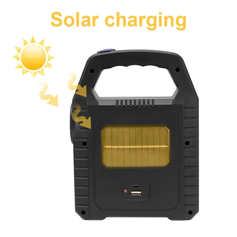 3 In 1 Rechargeable LED Work Light Torch – Solar Emergency Flashlight, COB Camping Lamp & Portable Spotlight for Outdoor, Workshop, Car & Home Use Powerful Lighting Wherever You Need It