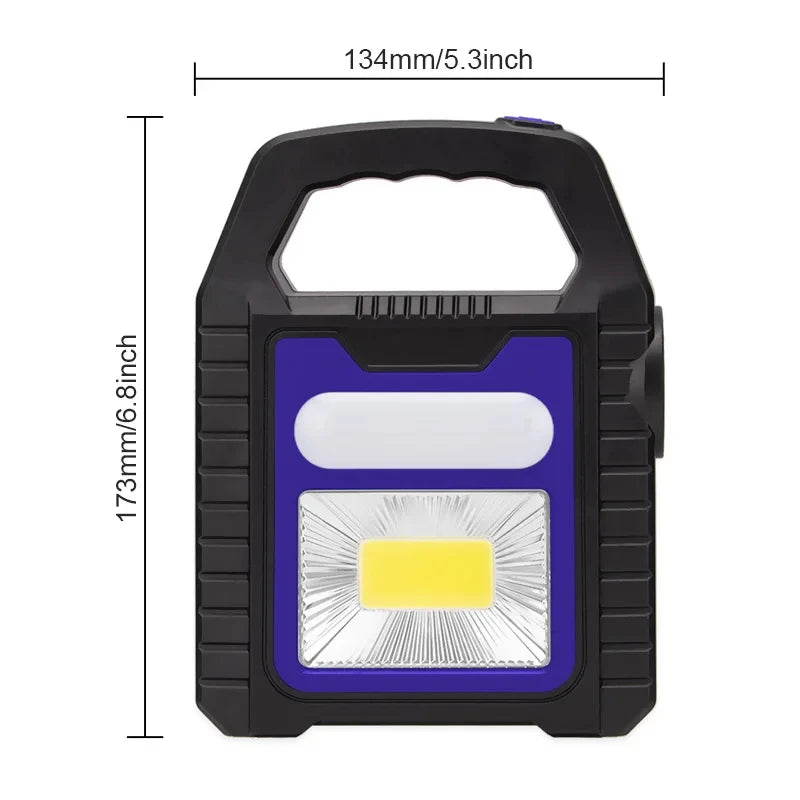 3 In 1 Rechargeable LED Work Light Torch – Solar Emergency Flashlight, COB Camping Lamp & Portable Spotlight for Outdoor, Workshop, Car & Home Use Powerful Lighting Wherever You Need It