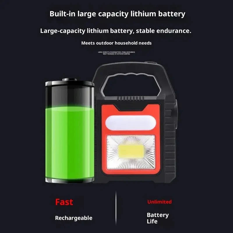 3 In 1 Rechargeable LED Work Light Torch – Solar Emergency Flashlight, COB Camping Lamp & Portable Spotlight for Outdoor, Workshop, Car & Home Use Powerful Lighting Wherever You Need It