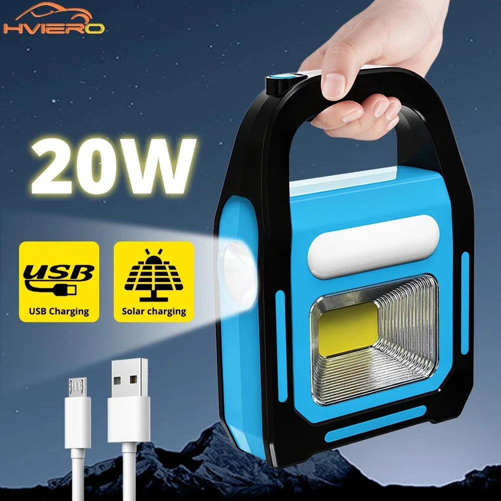 3 In 1 Rechargeable LED Work Light Torch – Solar Emergency Flashlight, COB Camping Lamp & Portable Spotlight for Outdoor, Workshop, Car & Home Use Powerful Lighting Wherever You Need It